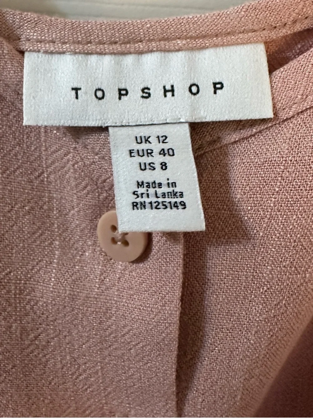 Topshop Polly Tie Front Tank Top Mauve Pink Button Front Cami Size 8 - Picture 5 of 9